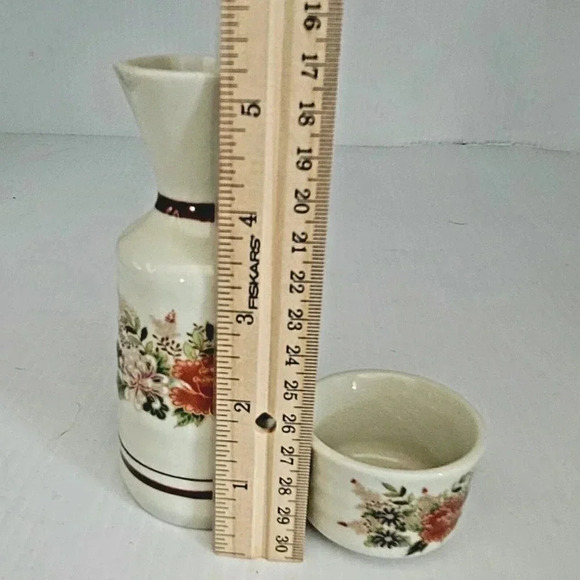 vintage Otagiri  Pheasant scene beige porcelain 4pc Saki set - Picture 6 of 7